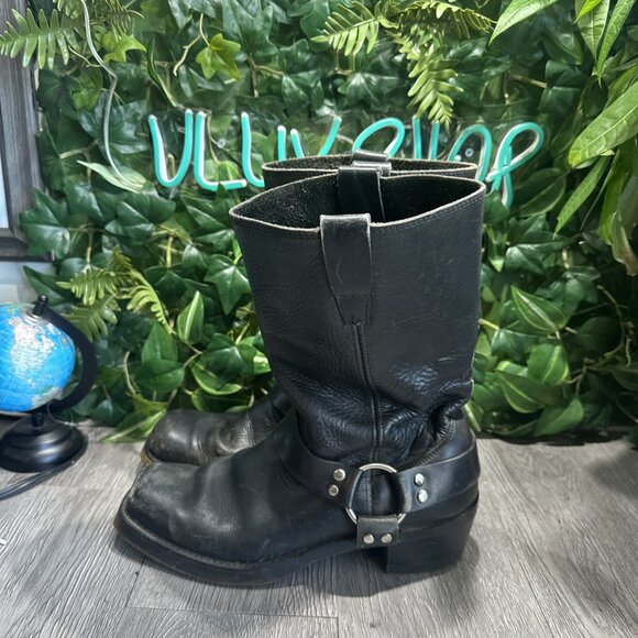 Square Toe Harness Boots Mens Motorcycle Brown Leather 70s Cats Paw Size 9.5 main image 8